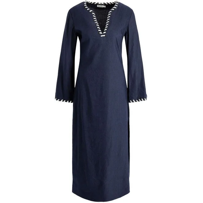 Ball Gown DressSimkhai Women's Navy Blue Long Sleeve Dalta Midi Dress