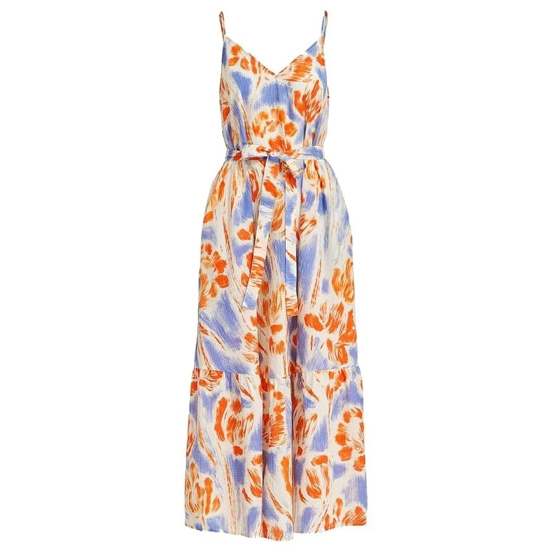 women's made-to-order dressesEssentiel Antwerp Women's Demerald Belted Light Blue Orange Midi Dress