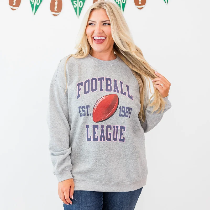 women's tops with ruffled hemsCozy On Game Day Pullover, Heather Gray