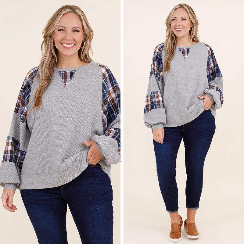 women's tops for cozy nights inOpen The Door For Me Top, Gray