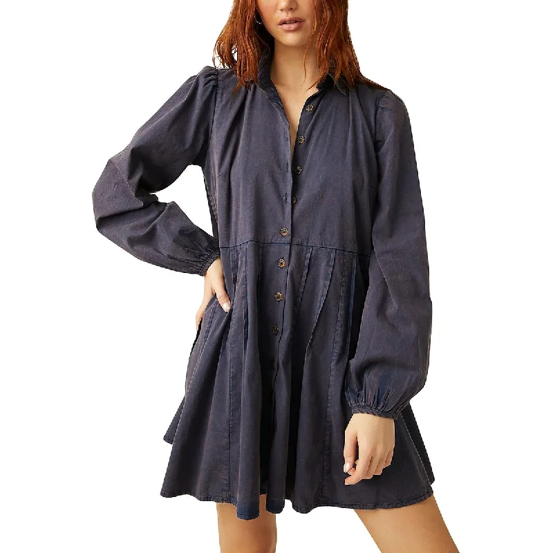 women's stylish dressesFree People Womens Marvelous Mia Mini Pintuck Shirtdress