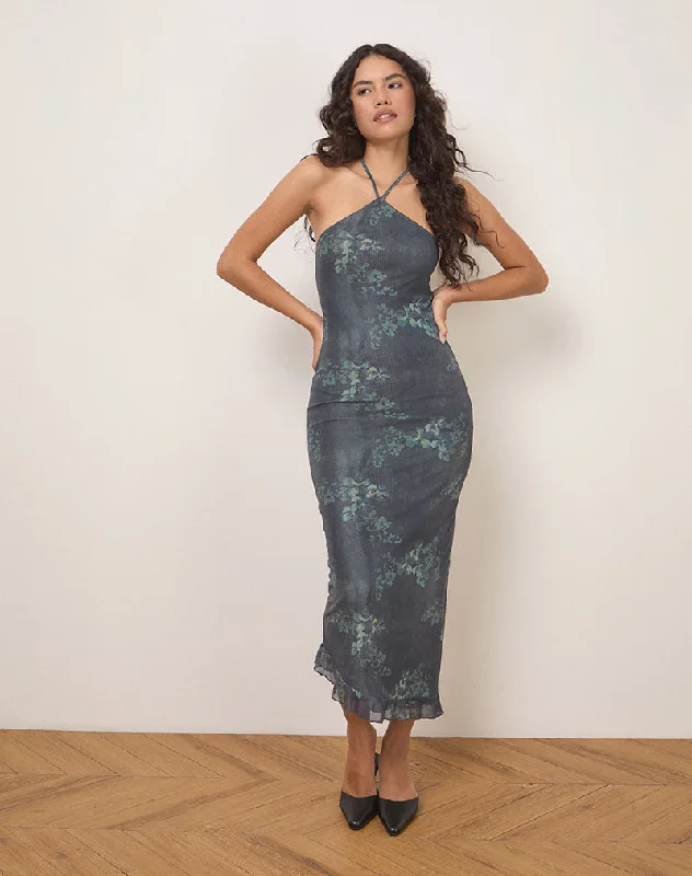 women's denim dressesRibka Midi Dress in Faded Botanical Green