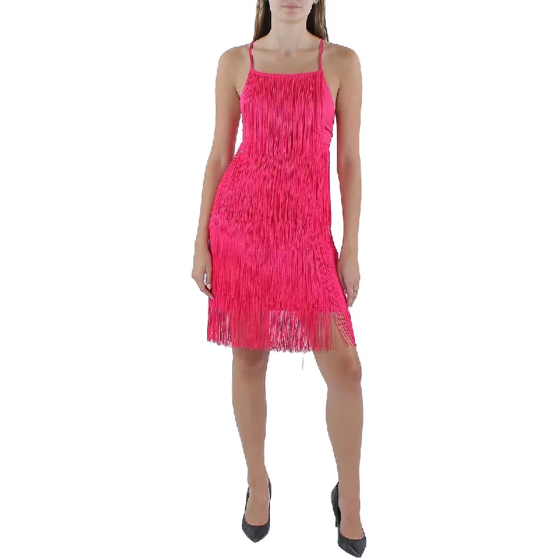 Peplum DressBebe Womens   Fringe Mini Cocktail And Party Dress