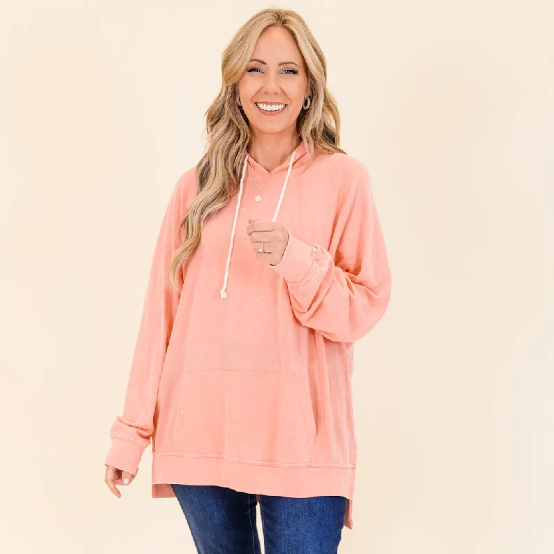 women's tops with bell sleevesCuddle Bug Hoodie, Coral