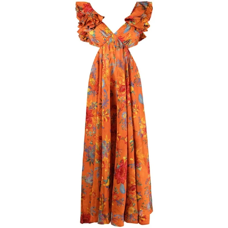 Wrap DressZimmermann Ginger Frill Midi Dress Orange Floral