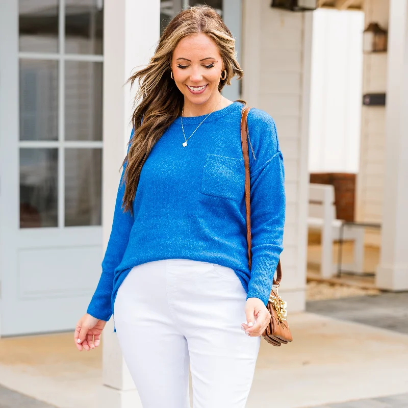 cozy women's tops for fall and winterUnwind Your Mind Pullover, Heather Ocean Blue