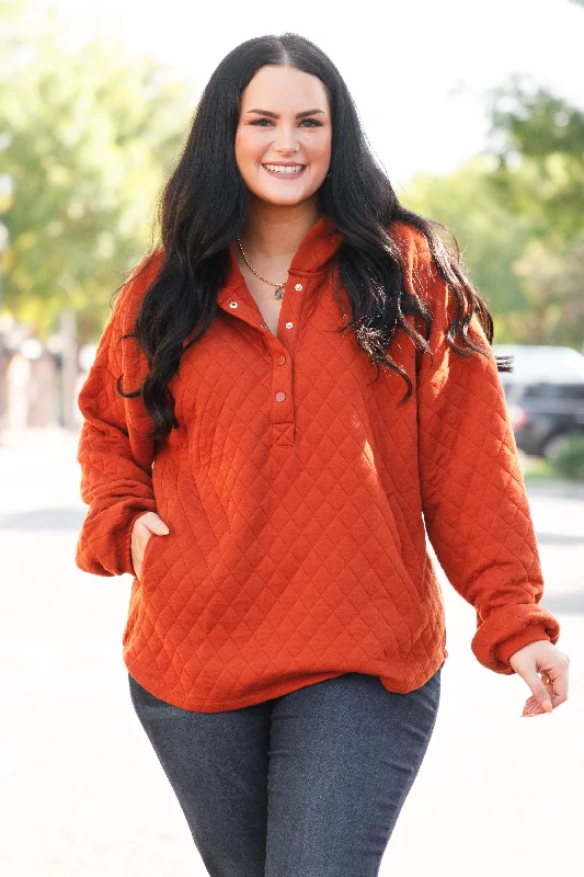 women's tops for those who love to shop for unique findsNo Worries Pullover, Rust