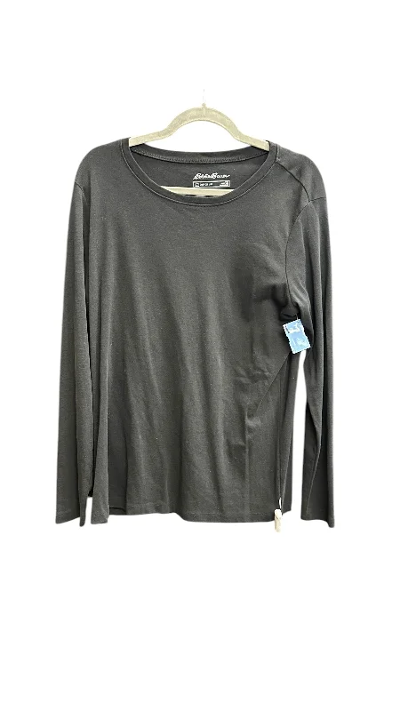 women's tops with asymmetrical designsTop Long Sleeve Basic By Eddie Bauer In Black, Size: 2x