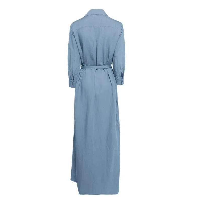 Trumpet DressL'Agence Women's Cameron Linen Blend Shirt Midi Dress, Blue Mist