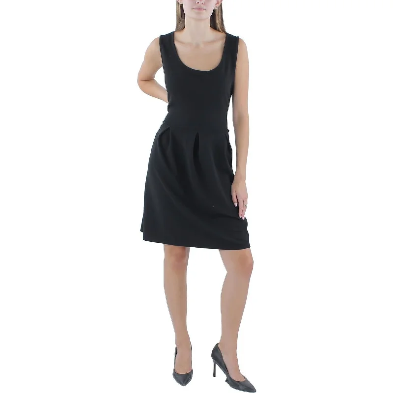 Solid Color Dress24seven Comfort Apparel Womens Pockets Mini Fit & Flare Dress