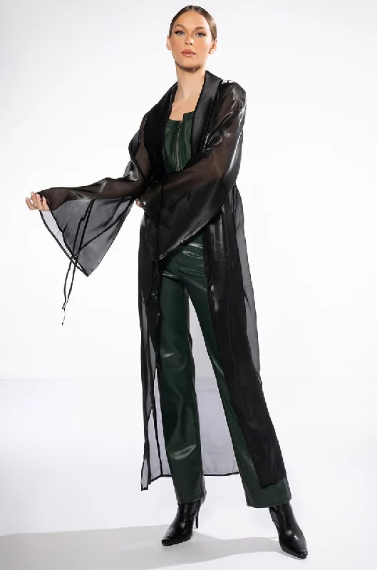 women's coats with Victorian-era influencesFOR ONCE MESH LONG DUSTER