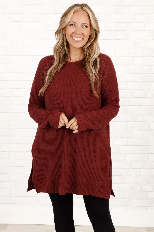 women's tops for bridal showers and baby showersKeeping It Cute Tunic, Dark Burgundy