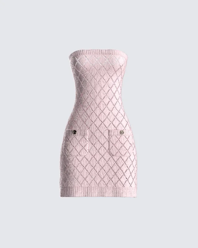 women's smart casual dressesCeline Pink Pattern Knit Mini Dress