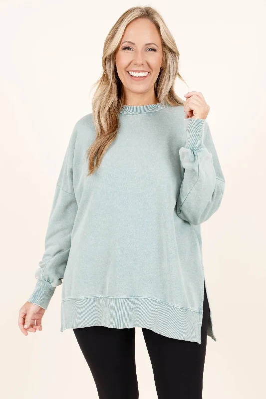 women's tops for wedding guest attireCozy Crewneck Pullover, Dusty Sage