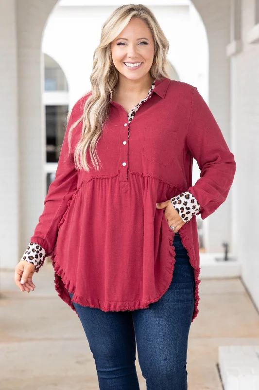 women's tops for those who want to create stylish and put-together outfits without spending a fortuneNo Greater Feeling Top, Ruby Red