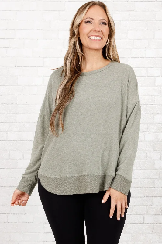 women's tops for those who want to wear versatile pieces that can be dressed up or downProve It Pullover, Olive