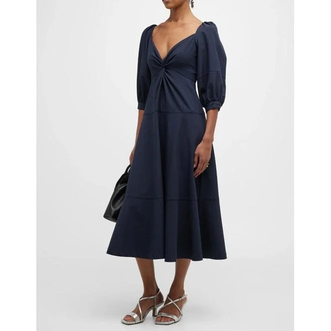 women's statement dressesCinq A Sept Women's Kristina V-Neck Twisted-Front Midi Dress Navy Blue