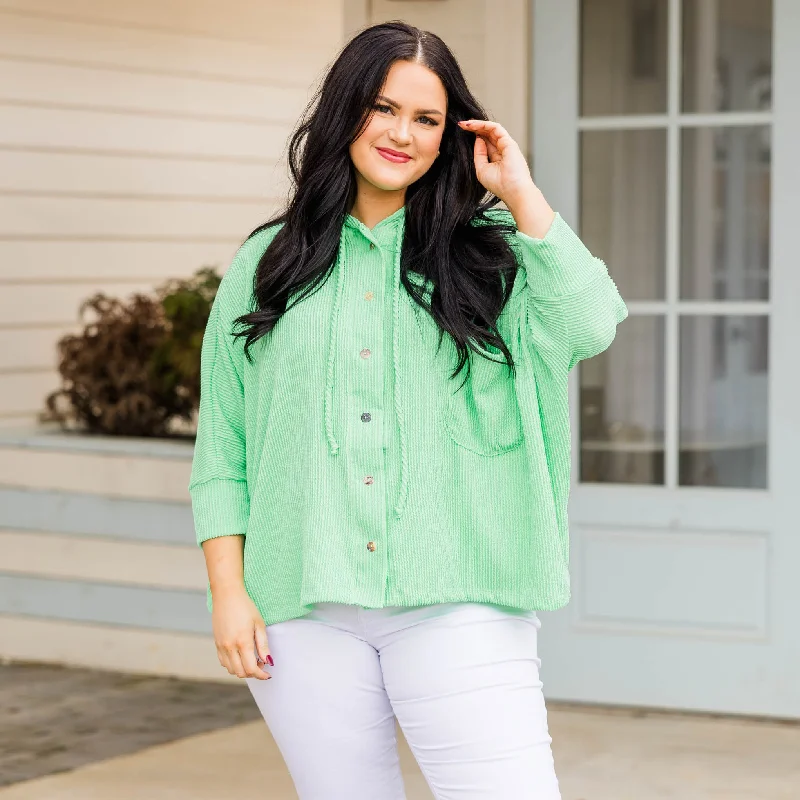 women's tops for those who want to elevate their everyday wear with chic and elegant piecesUnruffled Hoodie, Gio Green