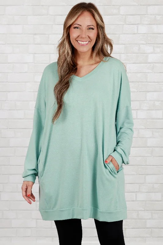 women's tops for black-tie affairsTake It All Tunic, Dusty Green