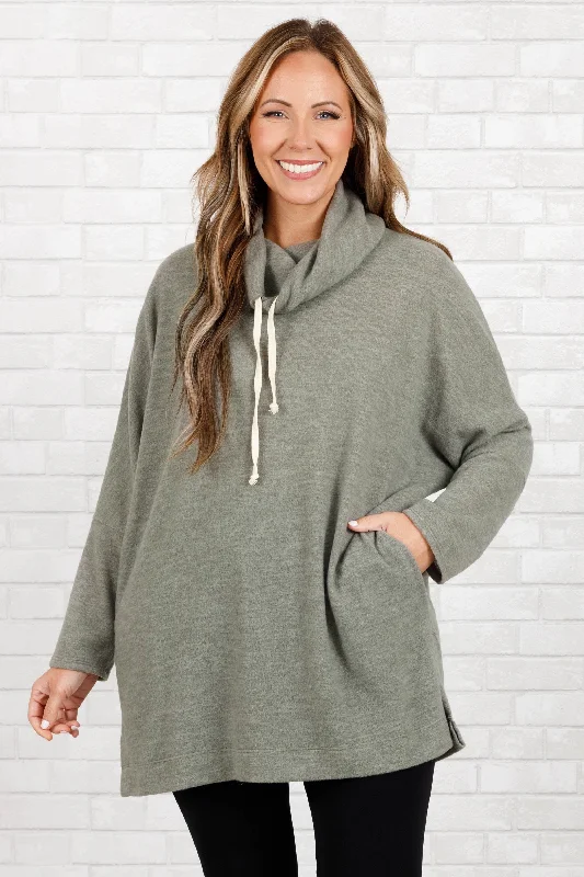 women's tops for those who prefer classic over trendy stylesLounging Around Pullover, Olive