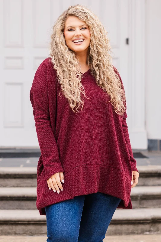 women's tops for picnics in the parkPrecious Poetry Tunic, Burgundy