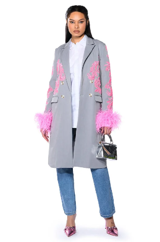 women's coats with pocketsBOWERY EMBROIDERY TRENCH