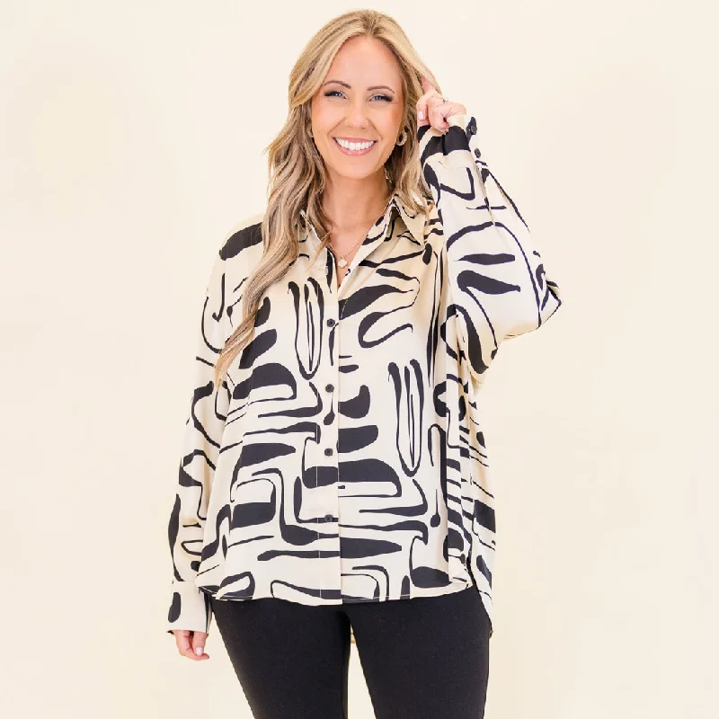 women's tops with geometric patternsMidnight City Top, Cream