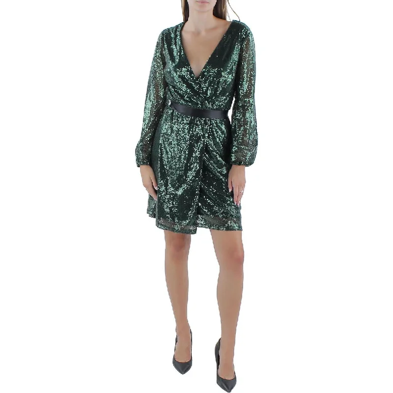 Long-Sleeve DressGabby Skye Womens Surplice Mini Wrap Dress