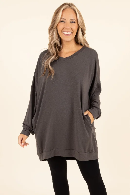 women's tops for everyday eleganceTake It All Tunic, Ash Grey