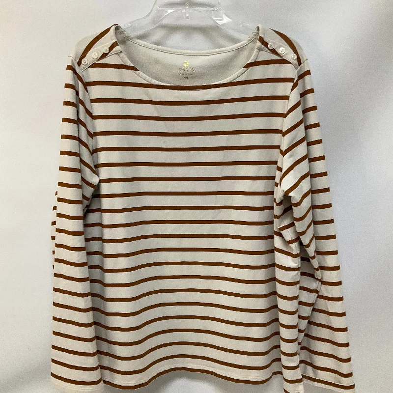 trendy women's topsTop Long Sleeve By Spartina In Striped Pattern, Size: Xxl