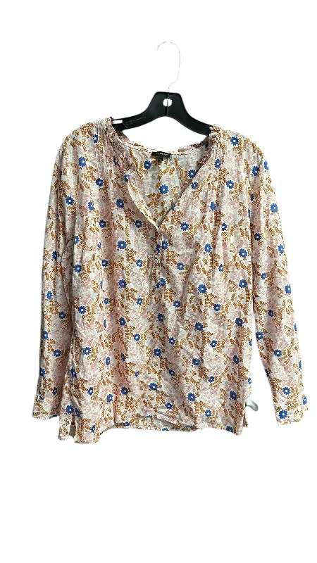 women's tops with embroidery detailsTop Long Sleeve By Talbots In Floral Print, Size: L