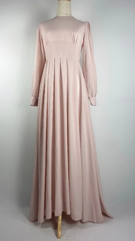 women's maxi dressesLong Sleeve Pleated Maxi Dress, Pink