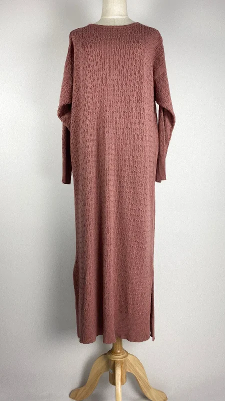 women's bell-sleeved dressesLong Sleeve Knit Maxi Sweater Dress, Pink