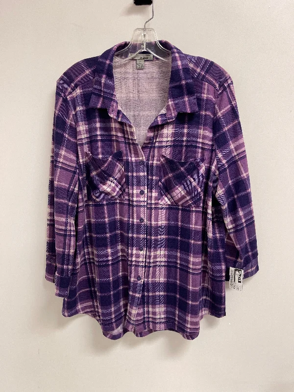 women's tops for picnics in the parkBlouse Long Sleeve By By Design In Purple, Size: Xl