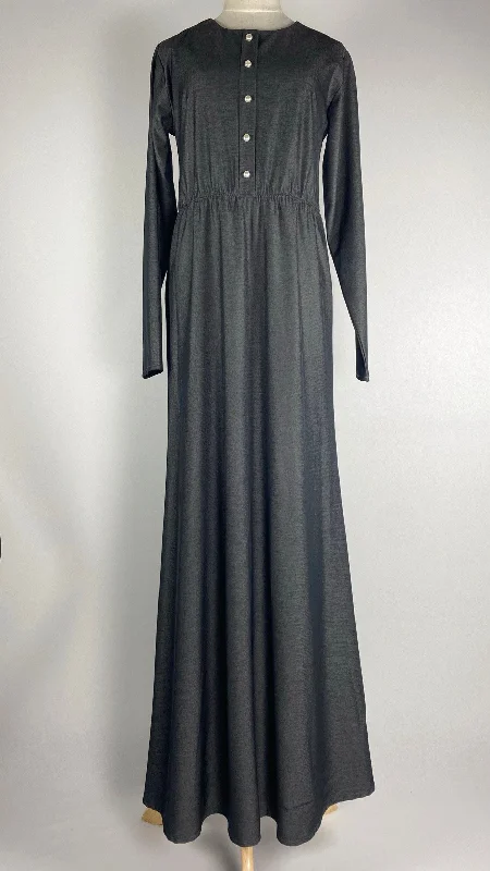 women's travel dressesLong Sleeve Cinched Waist Maxi Dress, Gray