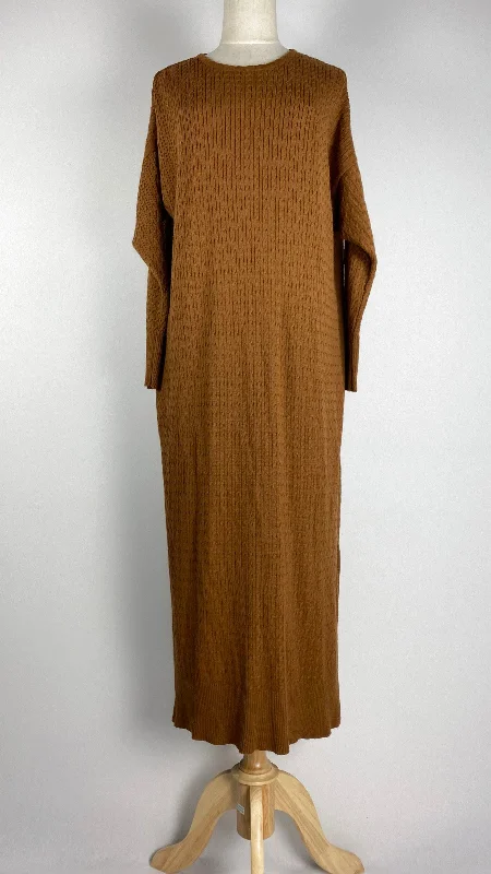 women's spaghetti strap dressesLong Sleeve Knit Maxi Sweater Dress, Brown