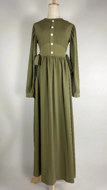 women's tall dressesLong Sleeve Maxi Dress with Belted Waist, Green