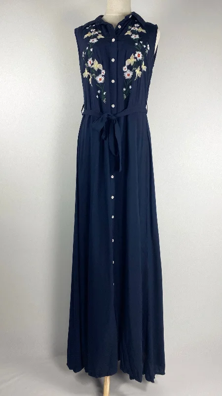 Elegant DressSleeveless Fully Lined Maxi Dress, Navy