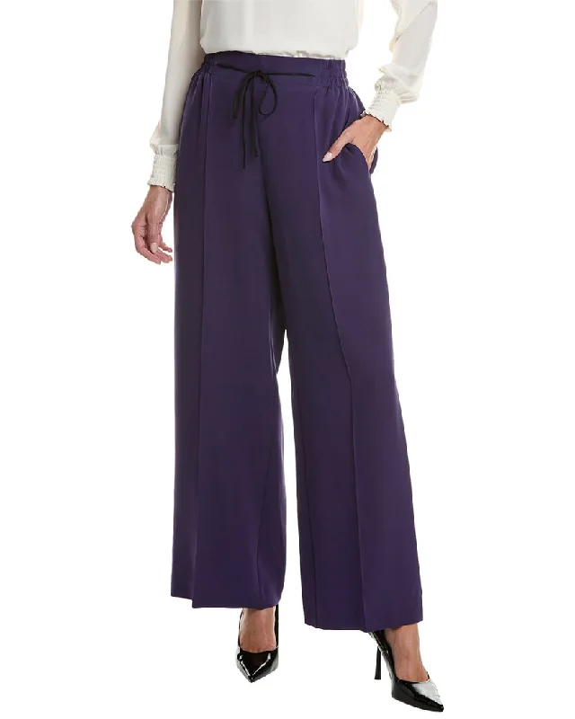 women's lace-up pantsOscar de la Renta Silk-Blend Pant