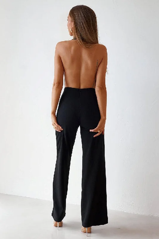 Tiered DressBackless Jumpsuit - Black (PREORDER)