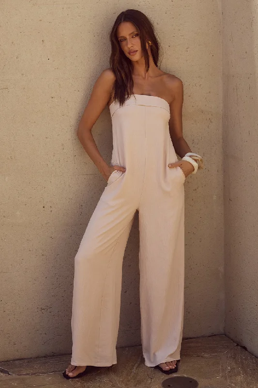 women's flutter-sleeved dressesMiralla Jumpsuit - White