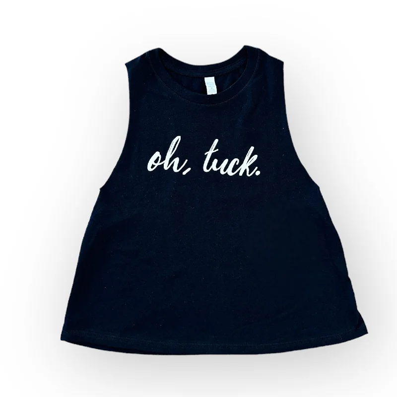 women's tops with sheer overlaysOh, Tuck Tank - Crop Racerback