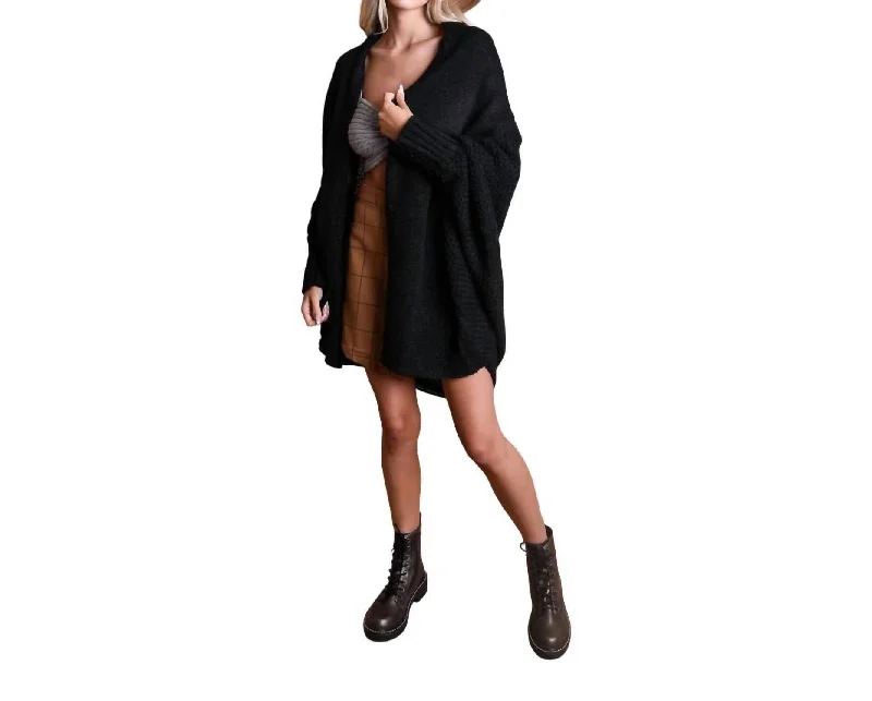 Colorful Casual SweatersCarrie Ann Bat Sleeve Knit Cardigan In Black