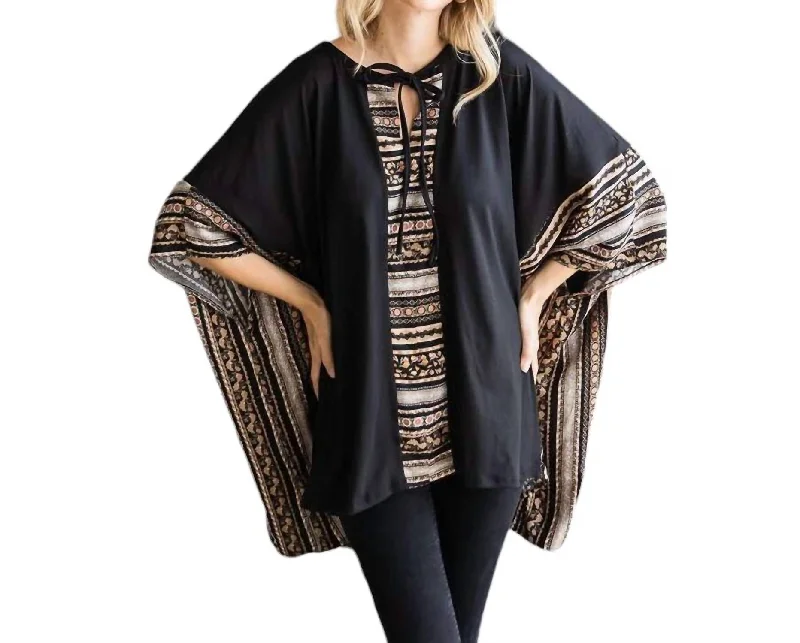 Discounted High-Quality Wool SweatersCindy One Size Poncho Top In Black/brown