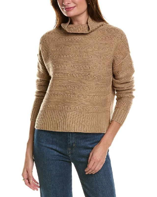 Embellished SweatersForte Cashmere Crop Textured Mock Neck Wool & Cashmere-Blend Sweater