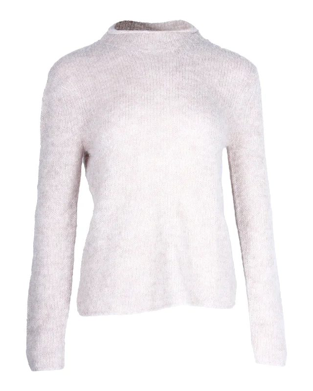 Cardigan SweatersTheory Mock-Neck Sweater in Beige Alpaca Wool