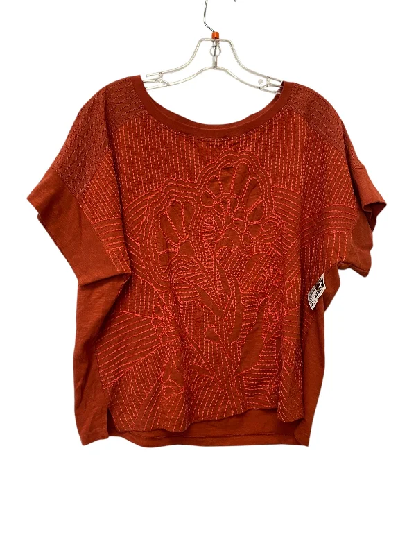 women's tops for fashion-forward individualsTop Short Sleeve By Anthropologie In Orange, Size: L