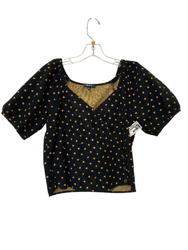 women's tops for statement-making outfitsTop Short Sleeve By Madewell In Black & Brown, Size: Xs