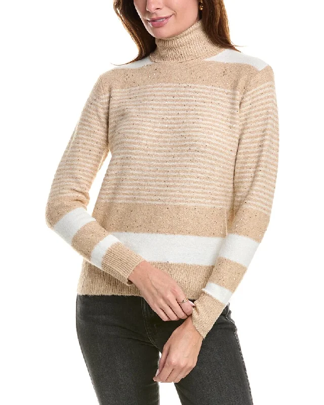 Thick Cashmere SweatersYAL New York Stripe Turtleneck Sweater